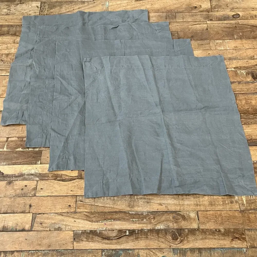 Eight Owls Gray Kitchen 100% French Linen Napkins Set of 4 20
